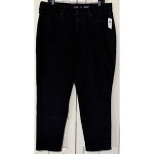 Old Navy Black High-Waisted OG Straight Leg Denim Jeans Women's Size 14P (NWT)